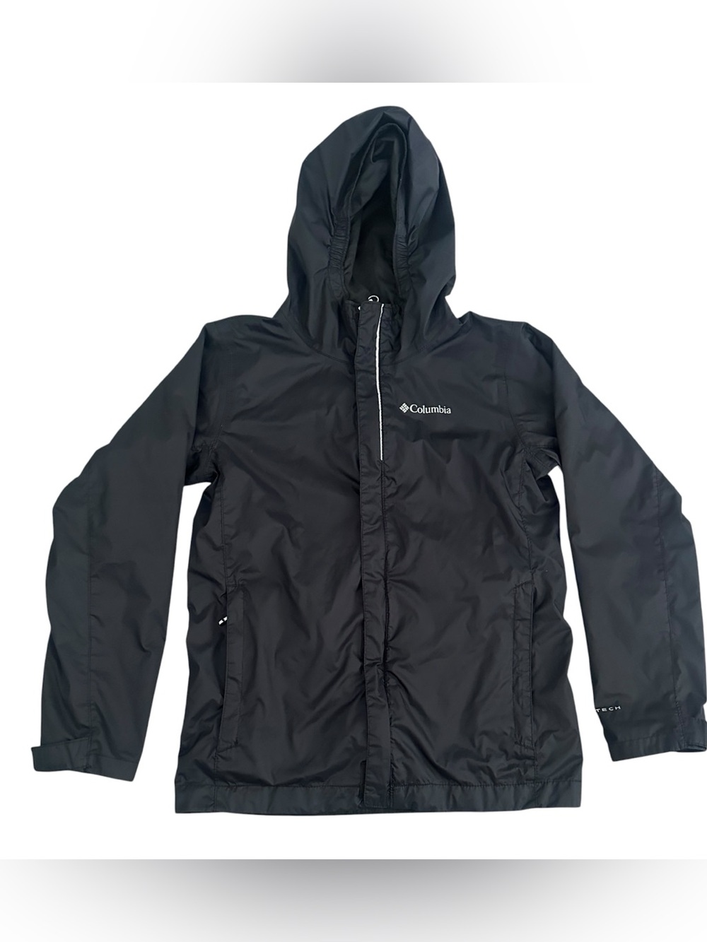 Columbia Youth M 10/12 Black Omni-Tech Hooded Waterproof Rain Jacket